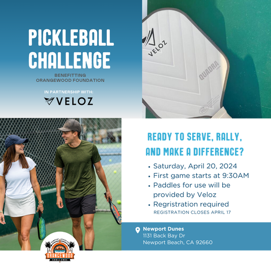 VELOZ Pickleball Challenge to Benefit Orangewood Fest April 20